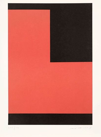 Aurélie Nemours (1910-2005) 
Composition en noir et rouge. 1980. Lithographie. 385...