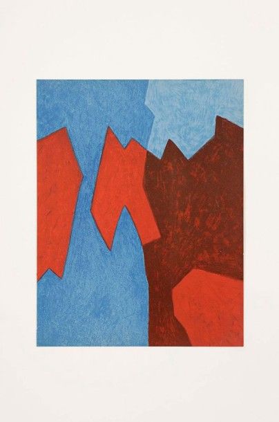 Serge POLIAKOFF (1900-1969) 
Composition rouge et bleue. 1968. Lithographie. 240...