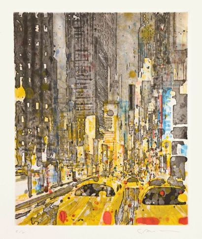 Gottfried Salzmann (autrichien, actif à Paris, né en 1943) 
New York Taxis. 1998....