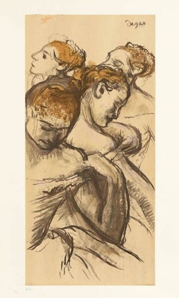 D'APRÈS EDGAR DEGAS Quatre ballerines. Collotype et pochoir. 218 x 585. Impression...