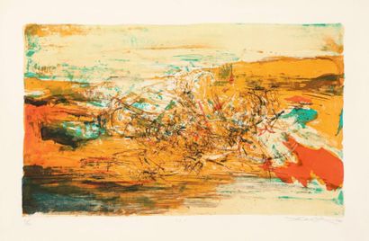Zao Wou-Ki (franco-chinois, 1920-2013) 
Composition. 1973. Lithographie. 695 x 415....