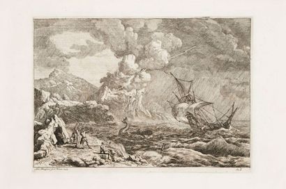 Adrien Manglard (1695-1760) 
Le Coup de tonnerre. 1753. Eau-forte. 308 x 220. Robert-Dumesnil...