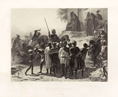 Eugène LE ROUX 
 [Orientalisme]. Recrues arabes (Égypte). 1855. Lithographie d?après...