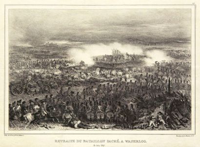 Auguste RAFFET 
 [Batailles napoléoniennes]. Retraite du bataillon sacré, à Waterloo,...