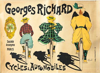 Fernand FERNEL 
Georges Richard - Cycles & automobiles. Vers 1900. Affiche. Lithographie...