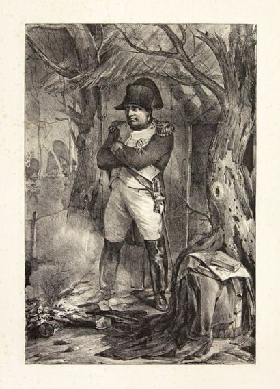 null [Napoléon]. Réunion de 4 pl. :
- N.-T. CHARLET. Napoléon au bivouac. 1822. Lithographie....
