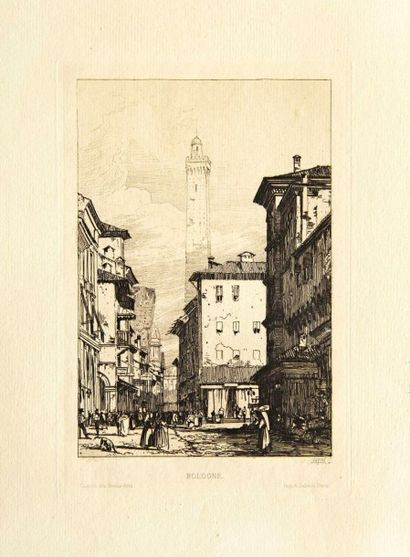 Richard Parkes BONINGTON 
Bologna. 1826-1827. Eau-forte. 215 x 134. Curtis 62. Très...