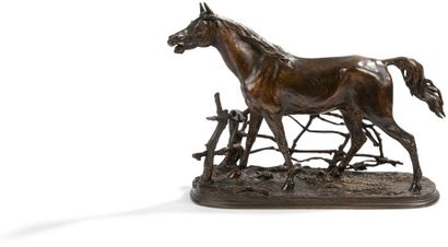 Pierre-Jules Mene (1810-1879) 
Cheval à la barrière n°1 (Djinn)
Bronze patiné.
Bibliographie:
M....