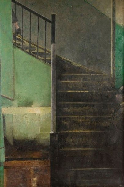 null Francisco Pistolesi né en 1956L’Escalier, 1987Huile sur toile Signée, située...