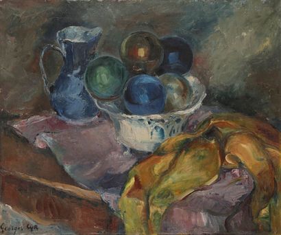 Georges Albert CYR (1880-1964) 
Boules de verre
Huile sur toile.
Signée en bas à...