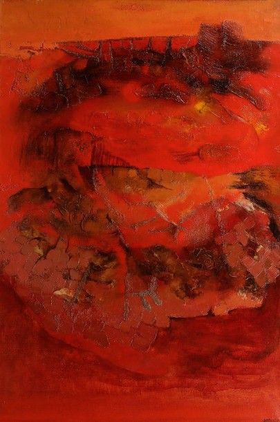 Yasse TABUCHI [japonais] (1921-2009) 
Surgissement de la terre-feu, 1956
Huile sur...