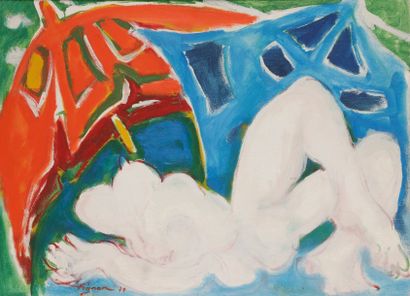 Edouard PIGNON (1905-1993) 
Nu blanc, 1979
Huile sur toile.
Signée et datée en bas...