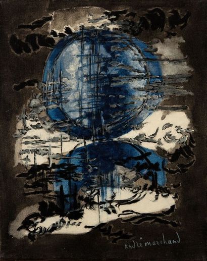 André MARCHAND 
Nuit à la respiration marine, 1956
Huile sur toile.
Signée en bas...