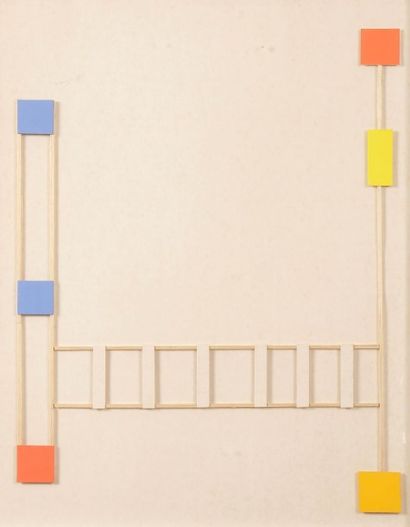 Albert CHUBAC (1925-2008) 
Composition
Assemblage de bois et carton peint.
Signée...
