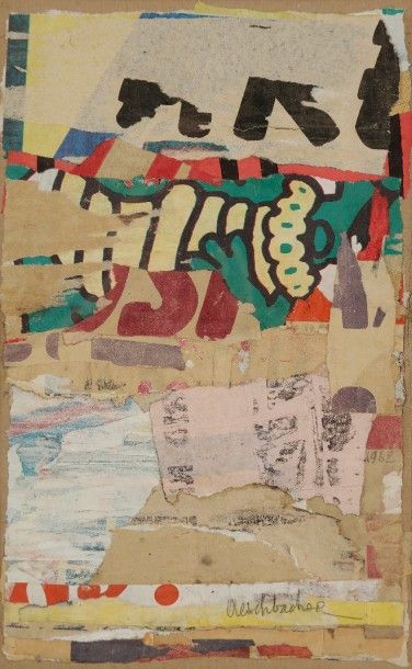 Arthur AESCHBACHER (né en 1923) 
Composition
Collage d'affiches lacérées.
Signé en...
