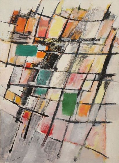 Émile-François-Jacques COMPARD 
Composition n°132, 1957
Huile sur toile.
Signée en...