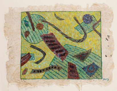 Henri GOETZ [franco-américain] (1909-1989) 
Composition
Huile sur papier chiffon.
Signée...