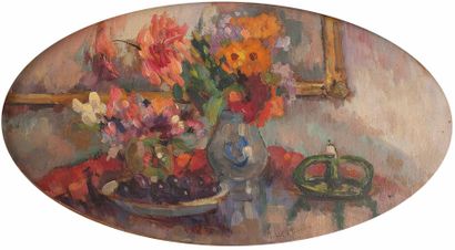 Robert-Antoine PINCHON (1886-1943) 
Nature morte au vase de fleurs
Huile sur carton...