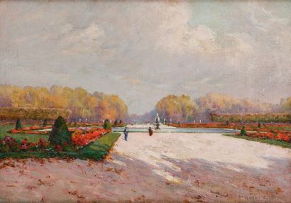 Ernest G. MARCHE (1864-1932) 
Paris, les Tuileries, 1915
Huile sur toile.
Signée...