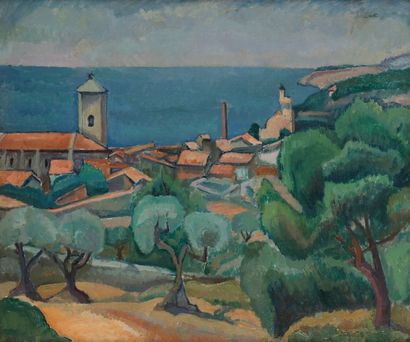 Eugeniusz ZAK (1884-1926) 
Paysage de l'Estaque, vers 1920
Huile sur toile.
Signée...