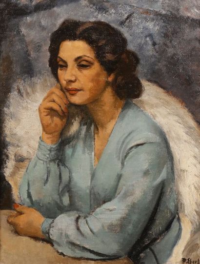 François EBERL (1887-1962) 
Portrait de Béatrice Eberl, vers 1947-50
Huile sur toile.
Signée...