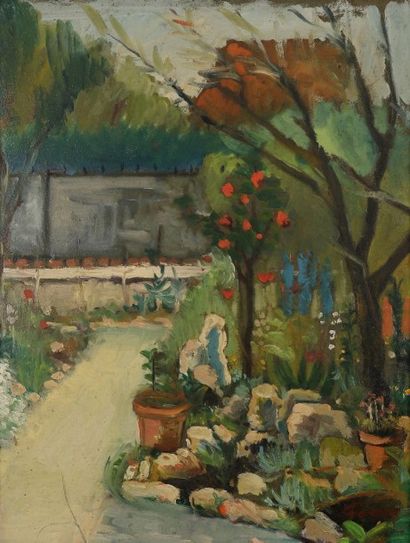 Adolphe FEDER (1886-1945) 
Jardin
Huile sur carton.
Signée en bas à droite.
34 x...