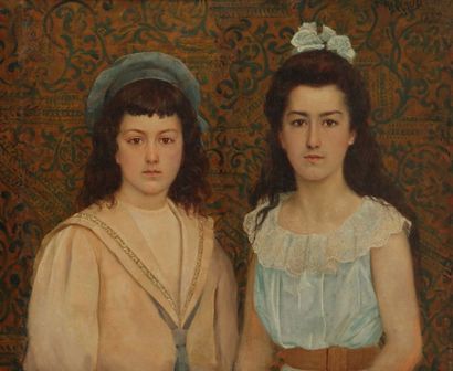 K. RILLAUD (XIXe-XXe siècle) 
Deux soeurs, 1899
Huile sur toile.
Signée et datée...