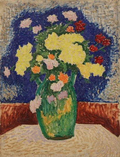 Ben SILBERT (1893-1940) 
Vase de fleurs
Huile sur papier contrecollé sur toile.
Signée...