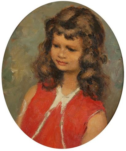 Marcel Dreyfus DYF (1899-1985) 
Portrait de fillette, 1954
Huile sur carton toilé...