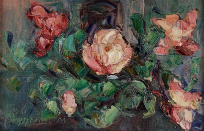 Vladimir TERLIKOWSKI (1873-1951) 
Roses, 1928
Huile sur toile.
Signée et datée en...