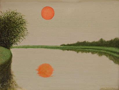 Fred ZELLER (1912-2003) 
Soleil sur la rivière
Huile sur toile.
Signée en bas à droite.
27...