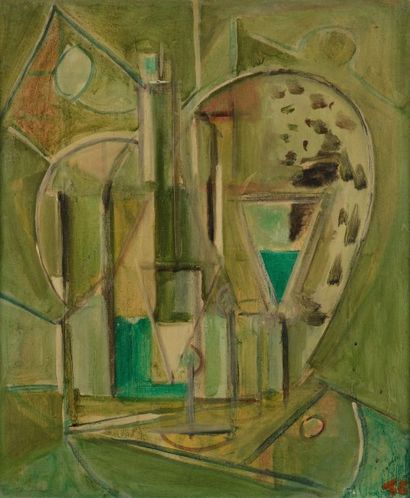 Pierre TAL-COAT (1905-1985) 
L'Absinthe
Huile sur toile.
Monogrammée en bas à droite.
(Rentoilée).
55...