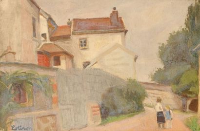 Robert LOTIRON (1886-1966) 
Maison blanche
Huile sur toile.
Signée en bas à gauche.
27...
