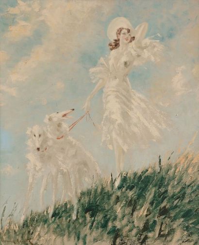 Louis ICART (1888-1950) 
Plein ciel
Huile sur toile.
Signée en bas à gauche.
Monogrammée...