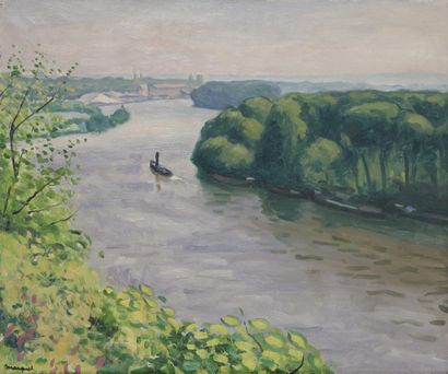 Albert Marquet (1875-1947) 
La Seine à la Frette, vers 1945-46
Huile sur toile.
Signée...