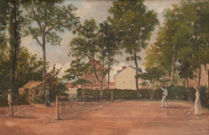 René Maxime CHOQUET (c.1875-1939) 
Badminton, 1891
Huile sur panneau.
Signée et datée...