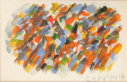 Jacques GERMAIN (1915-2001) 
Composition
Gouache.
Signée en bas à droite.
5.5 x 8...