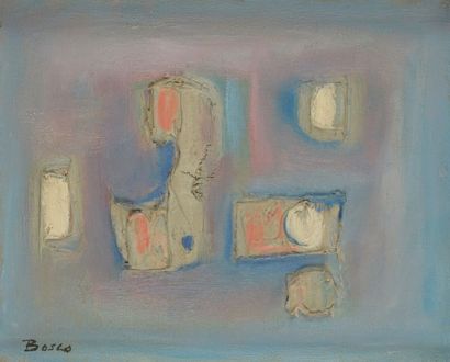 Pierre BOSCO (1909-1993) 
Composition
Huile sur toile.
Signée en bas à gauche.
28.5...