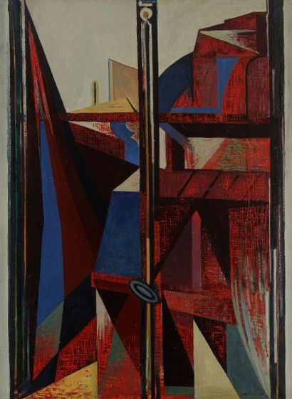 Mario CARLETTI [italien] (1912-1977) 
Fenêtre sur Paris, 1948
Huile sur toile.
Signée...