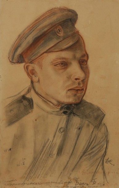 Dmitri STELLETSKY (1875 - 1947) Portrait d’un soldat du corps expéditionnaire russe...