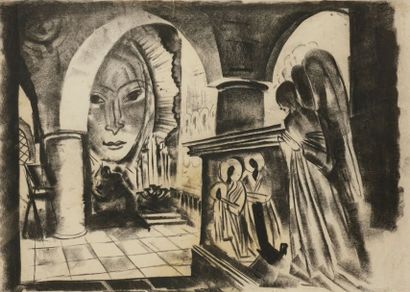 André ANDREJEW (1887 - 1967) Dessin pour Volga en flammes (Victor Tourjansky, 1934)...