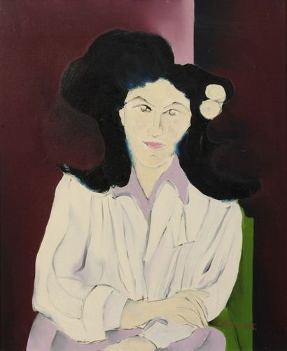 null Robert NICOÏDSKI (1931-2001){CR}Portrait de femme{CR}Huile sur toile.{CR}Signée...