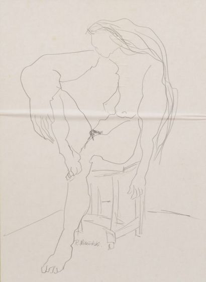 null Robert NICOÏDSKI (1931-2001){CR}Études de nus{CR}3 dessins au crayon et l’un...