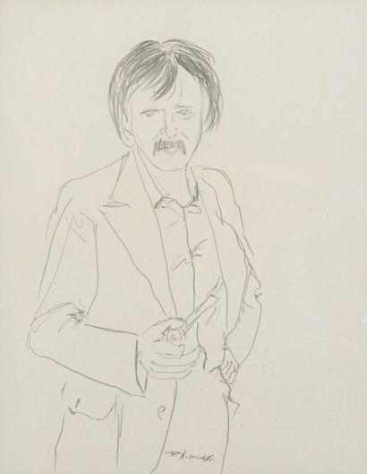 null Robert NICOÏDSKI (1931-2001){CR}Études d’homme{CR}2 dessins au crayon.{CR}Signés.{CR}67...