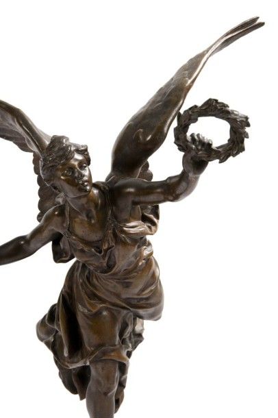 Louis Ernest BARRIAS (1841-1905) 
La Renommée
Sculpture en bronze à patine brun nuancé.
Base...