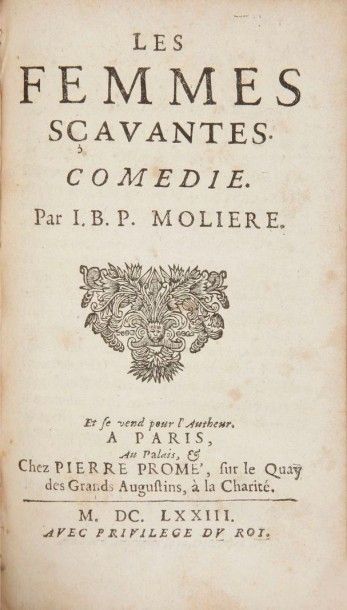 MOLIERE 
Les Oeuvres.
Paris: Charles de Sercy (tome 1); Guillaume de Luyne (tome...