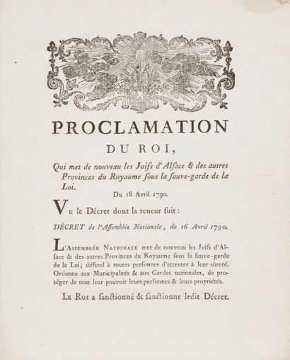 [ÉDITS - ALSACE] Proclamation du Roi qui met de nouveau les juifs d’Alsace… sous...