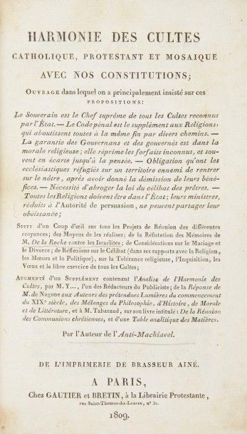 De FOULAINES, François-Nicolas Dufriche, Harmonie des cultes catholique, protestant...