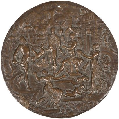 null [MÉDAILLE] JUGEMENT DE SALOMON
Médaille ronde en bronze représentant Salomon...