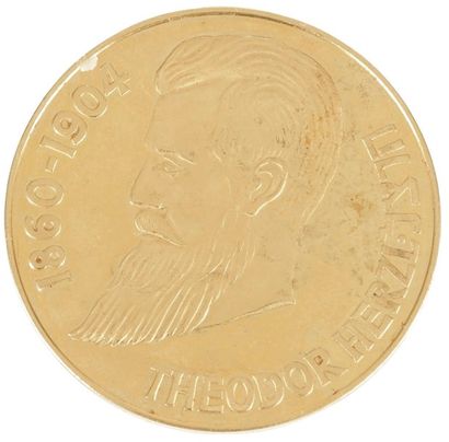 null [MÉDAILLES] Médaille commémorative en l’honneur de Théodore Herzl en or datée...